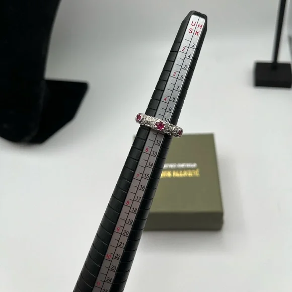 Judith Ripka Sterling Diamonique Ruby Ring Size 5 - Picture 7 of 11